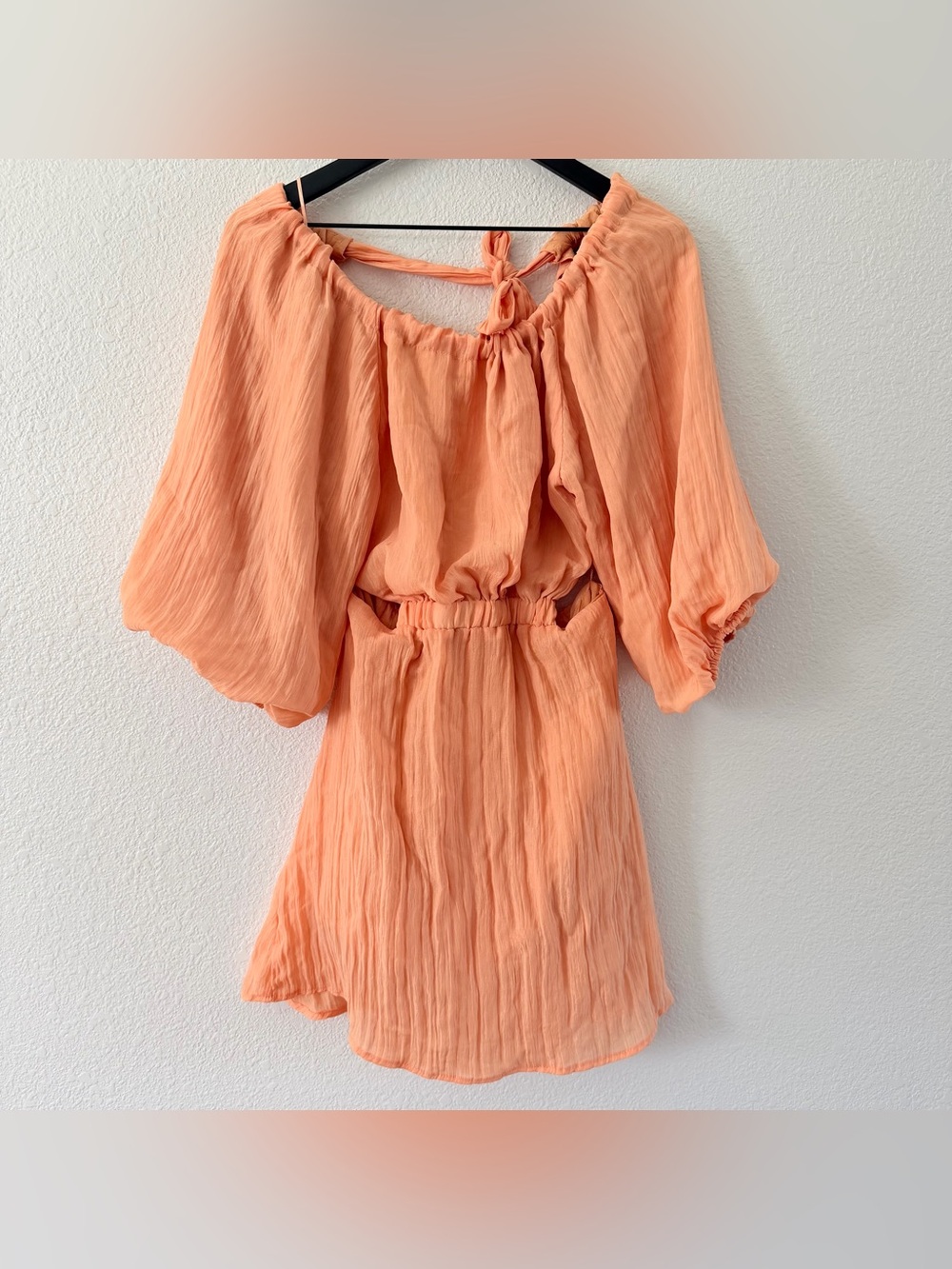 VICI Ruffle Backless Babydoll Orange Gold Cutout Dress Size S Boho Vacay Brunch